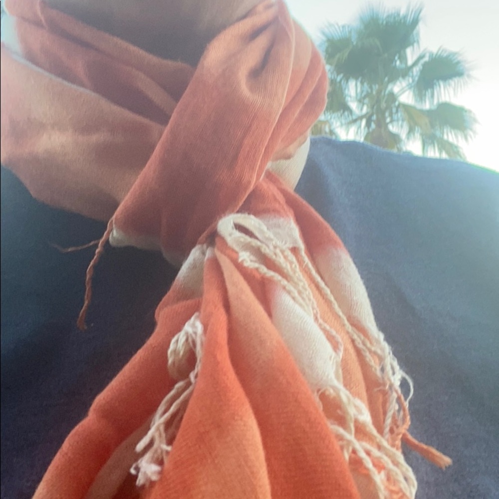 Orange + Cream Striped Shawl